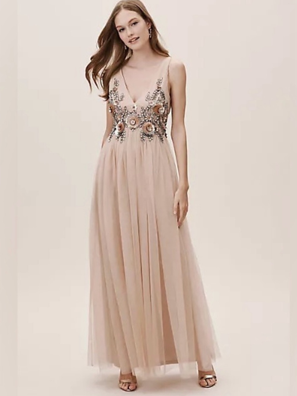BHLDN Isabel Tulle Dress in Blush - Size 18